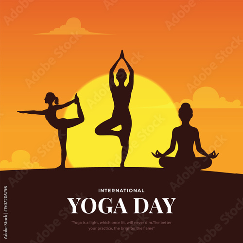 international yoga day. yoga body posture. Woman practicing yoga. vector illustration design. 21 june International yoga day vector poster