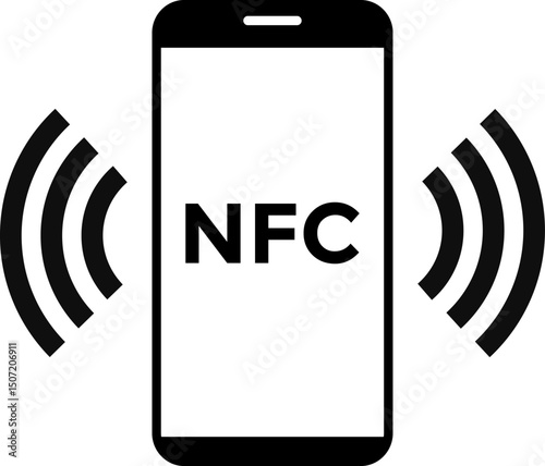 NFC icon. Mobile phone payment. wireless data transfer nfc technology sign. Nfc wireless mobile banking isolated signs. Contactless payment. Cashless card payment
