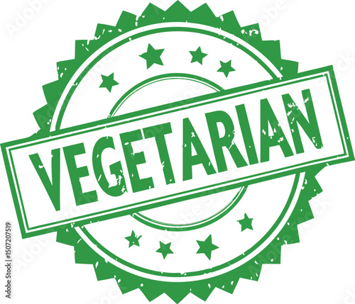 Green rubber stamp, Vegetarian text, Distressed texture vector illustration