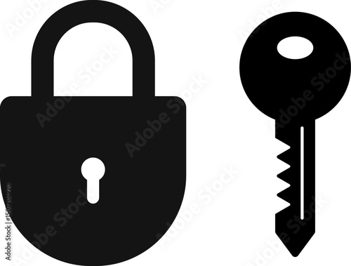 lock and key icon. Password symbol. Door key hole icons. Home protection sign. House security sign symbol