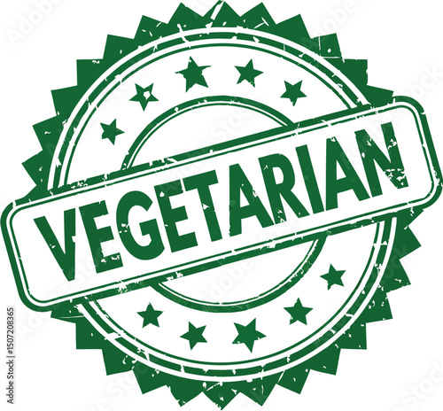 Green rubber stamp, Vegetarian text, Distressed texture vector illustration