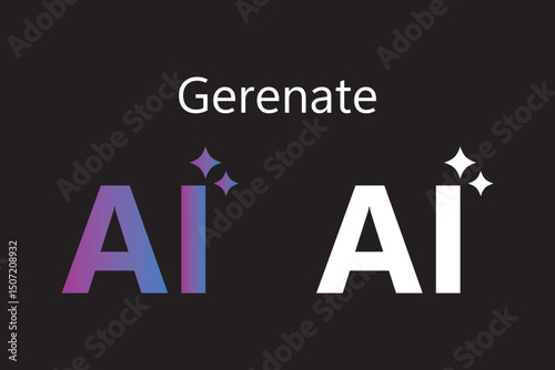 Artificial intelligence stars logo generation, generate AI button, generated sign, chat with AI, artificial intelligence online tool concept, command prompt to generate answer