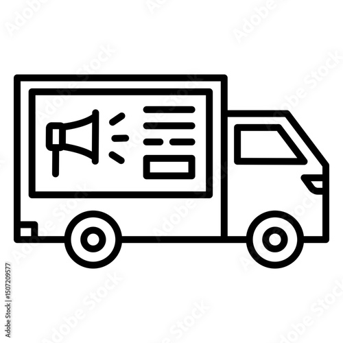 Truck Advertising Icon: Mobile Billboard Outline Vector