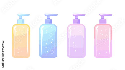 Pastel Colored Pixel Art Bottles Featuring Gradient Liquids with Clean Square Shapes Isolated on White Background