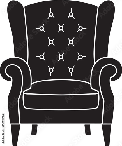 armchair silhouette vector illustration, chair silhouette vector