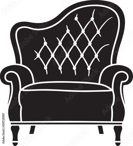 armchair silhouette vector illustration, chair silhouette vector
