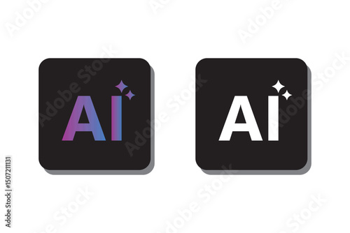 Generate AI button set. Artificial intelligence logo icon symbol concept for UI UX design. Vector illustration