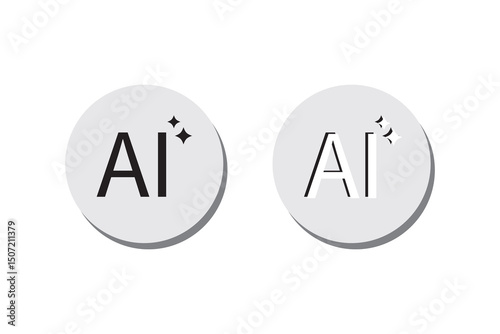 Generate AI button set. Artificial intelligence logo icon symbol concept for UI UX design. Vector illustration