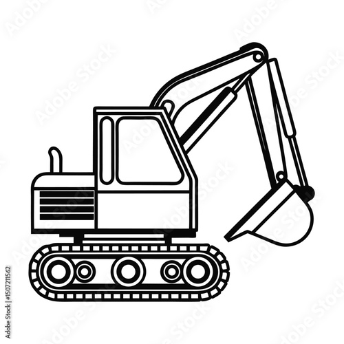 Construction Excavator Vector Outline.