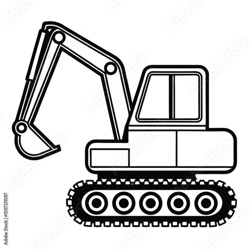 Construction Excavator Vector Outline.