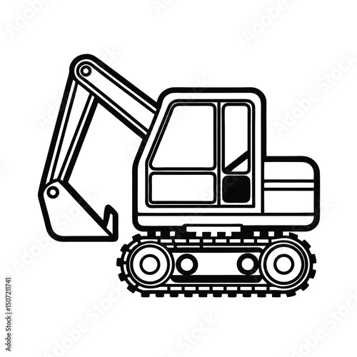 Construction Excavator Vector Outline.