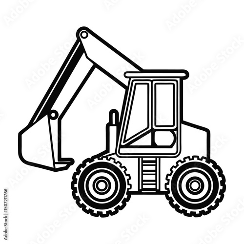 Construction Excavator Vector Outline.