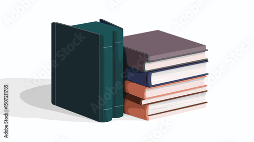 Pixelated Books Stack with Turquoise and Peach Hues in a Minimalist Style with Soft Lighting on White Background