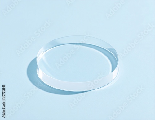 Clear glass disc minimalist product display platform
