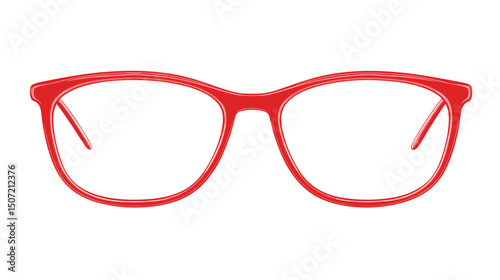 Red Frame Eyeglasses Isolated on White Background Optical Accessory with Modern Design for Vision Correction and Style