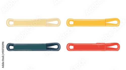 Set of Four Colorful Decorative Clips With Textured Brushstrokes on a White Background