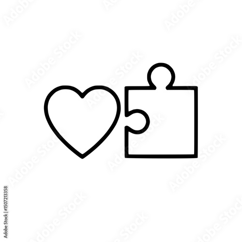 Heart and Puzzle Piece Love Connection Icon