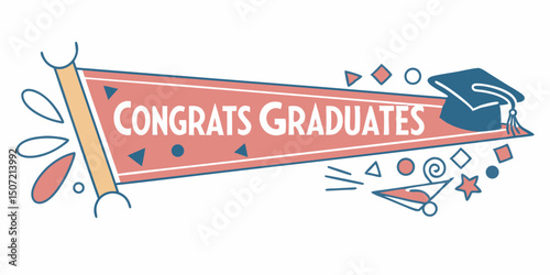 Congratulations graduates design with mortarboard cap and celebration elements