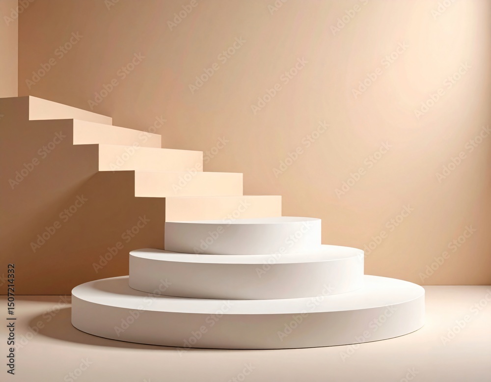 Obraz premium Minimalist abstract staircase and platform display