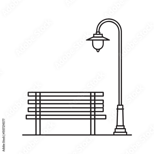 Park Bench with Lamppost icon