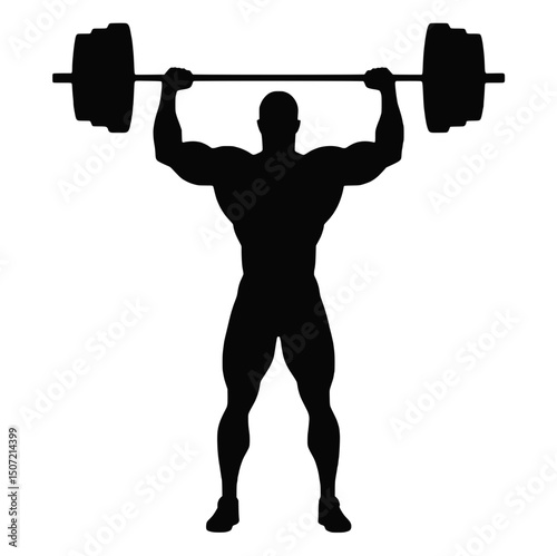 Weightlifter Silhouette with Barbell Icon