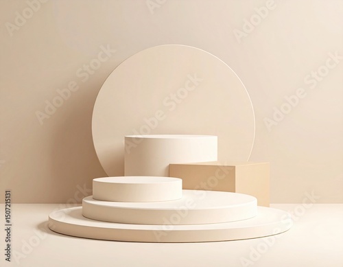 Minimalist beige product display platform mockup