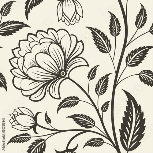 Elegant Floral Pattern: An intricate floral pattern with graceful lines and a timeless design, this image captures the beauty of nature in a sophisticated, artistic style.