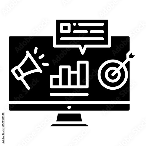 Digital Marketing Strategy Illustration on Computer Screen