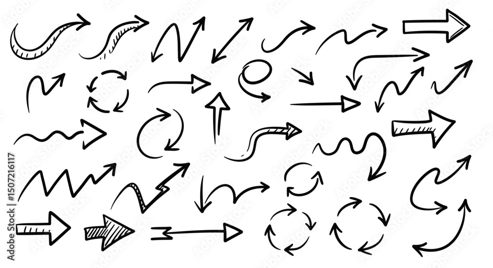 set of hand drawn arrows set of hand drawn arrows