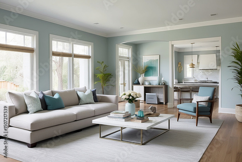 Clean Lines and Calm Colors in Living Room photo