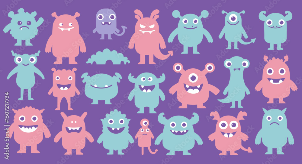 Obraz premium seamless pattern with funny monsters