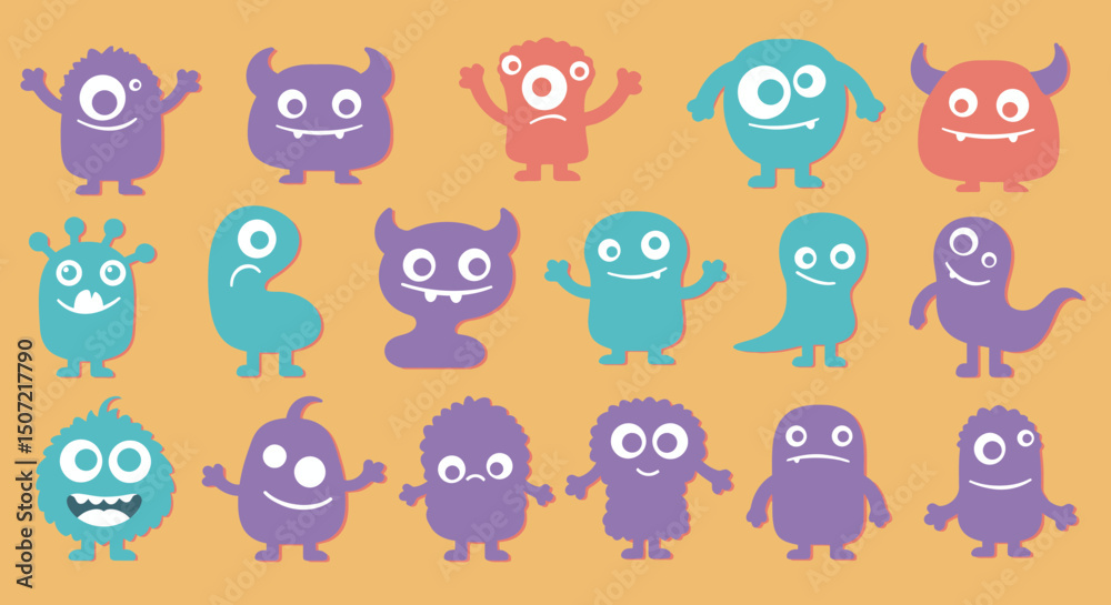 Fototapeta premium set of funny cartoon monsters