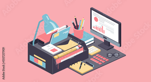 vector illustration of a modern computer with icons