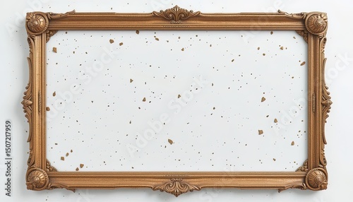 Ornate golden picture frame against a plain background. photo