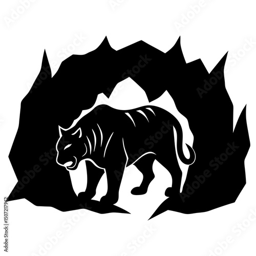 silhouette tiger in cave