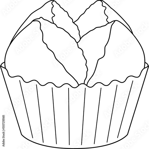 Fa gao,Taiwan's traditional sacrificial food outline vector illustration.
Chinese asian food fortune cake coloring page isolated.
Chinese new year food.
Steam sponge cake. 
Transparent background.
