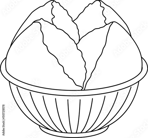 Fa gao,Taiwan's traditional sacrificial food outline vector illustration.
Chinese asian food fortune cake coloring page isolated.
Chinese new year food.
Steam sponge cake. 
Transparent background.