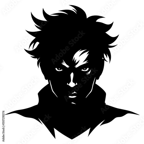  silhouette focus on the intense gaze on white