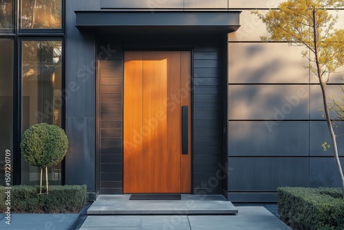 Exterior door sweep replacement during renovation process. Concept of exterior door sweep replacement focusing on modern design and enhancing home entrance appeal.