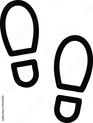 Footprint and Footwear Icon Set – Human Steps and Shoe Tracks Vector Illustration