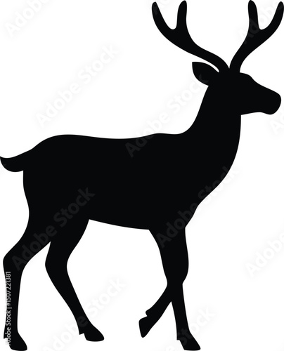 Elegant Stag Silhouette Icon – Minimalist Deer Illustration for Wildlife and Nature Design