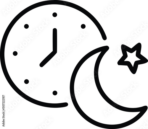 Sleep Time or Night Mode Icon – Flat Vector Symbol for Bedtime, Do Not Disturb, and App Interface Design