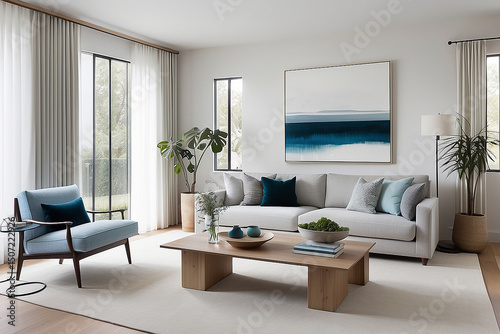 Clean Lines and Calm Colors in Living Room photo