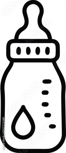 Baby Bottle Icon Vector – Feeding Symbol for Infants, Milk, and Childcare Illustrations