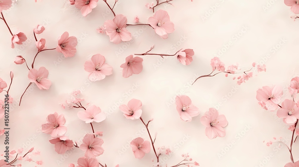 Fototapeta premium Vintage floral background with soft faded blooms, ideal for antique designs, romantic patterns, and classic decorative surfaces.