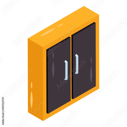 Conceptual isometric design icon of almirah