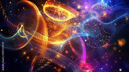 Abstract Cosmic Nebula: Vibrant Energy and Celestial Dance