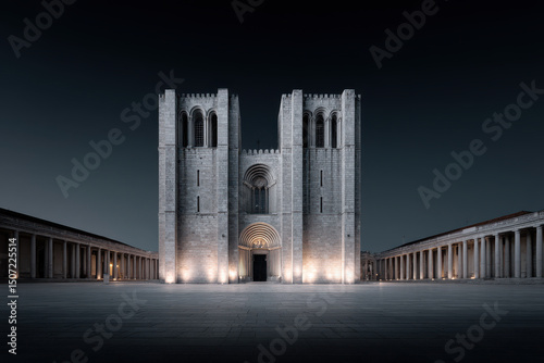 stunning view of saint anthonys cathedral in lisbon portugal set against clean minimalistic background