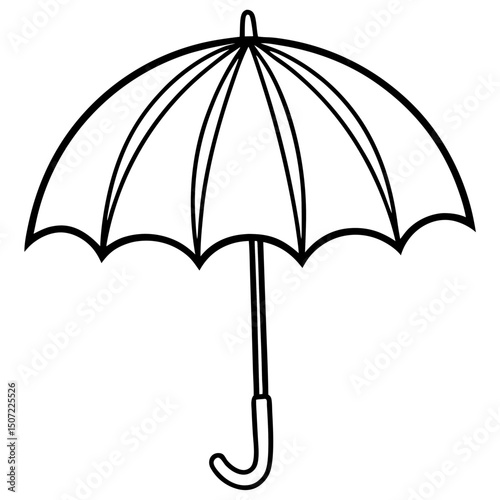 Simple Black Umbrella Silhouette Vector on White Background