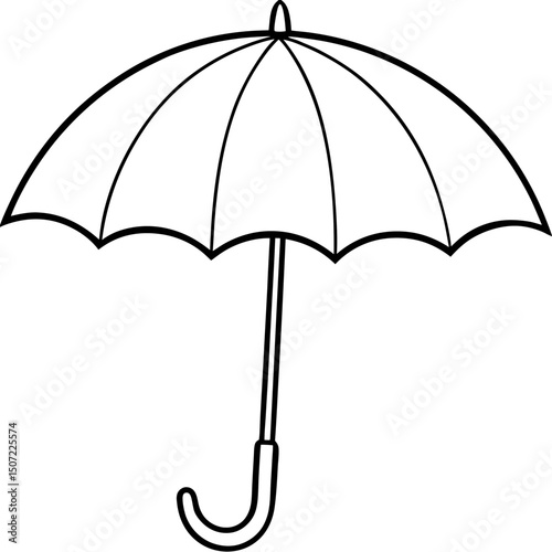 Simple Black Umbrella Silhouette Vector on White Background